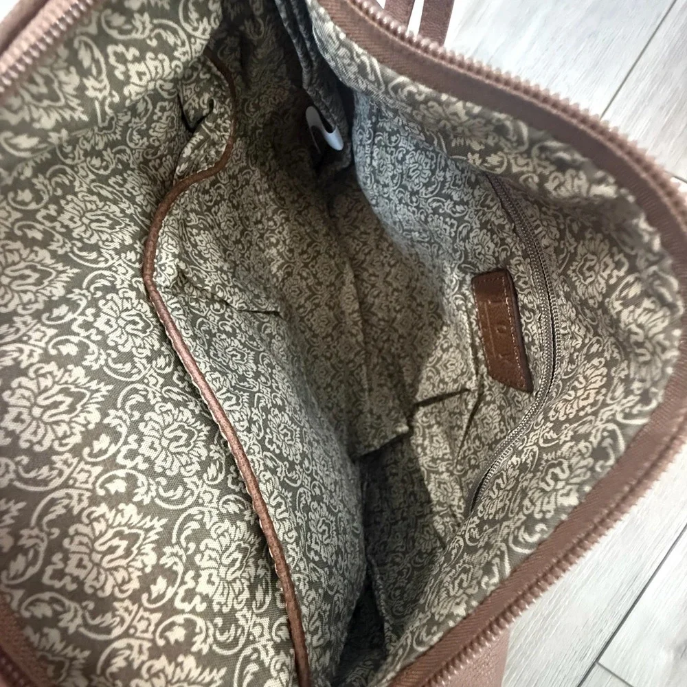 Joy Susan Brown Pebbled Vegan Leather Crossbody Bag Adjustable Strap